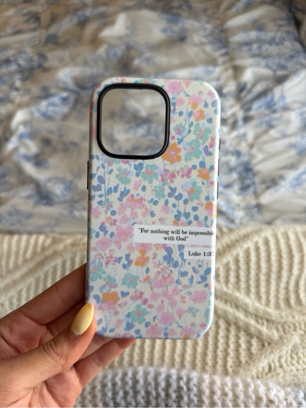 Floral Multi-Color iPhone 16 Pro Case w/ Bible Verse